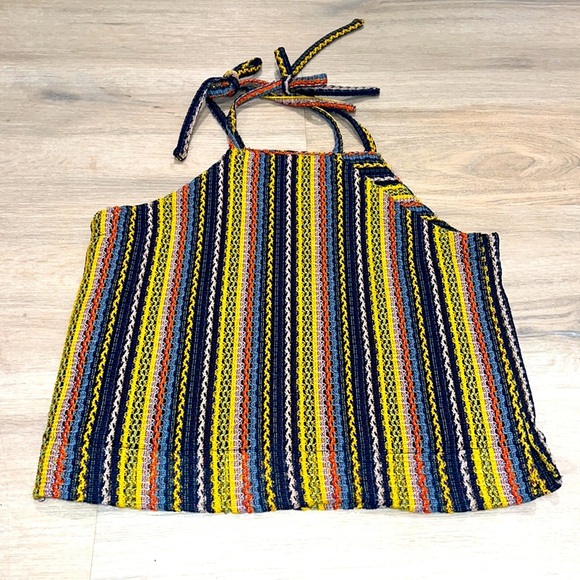 Madewell Texture & Thread Tie-Shoulder Tank Top Rainbow Crochet Small S - Picture 7 of 10